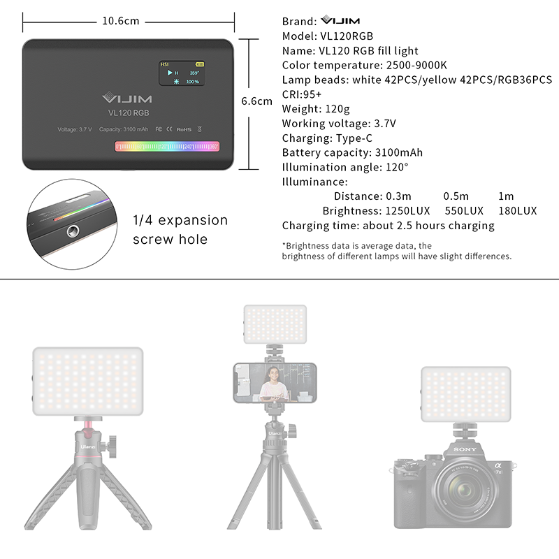 Ulanzi VL120 RGB Camera Video  - Photography Lighting Rgb review and price